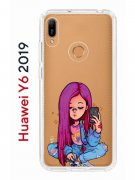 Чехол-накладка Huawei Y6 2019 (580675) Kruche PRINT Pink Hair