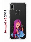 Чехол-накладка Huawei Y6 2019 (580675) Kruche PRINT Pink Hair
