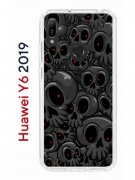 Чехол-накладка Huawei Y6 2019/Honor 8A/Honor 8A Pro/Honor 8A Prime/Y6s 2019 Kruche Print Skull gray