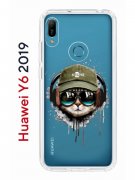Чехол-накладка Huawei Y6 2019/Y6s 2019/Honor 8A/8A Pro Kruche Print Кот в наушниках