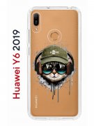 Чехол-накладка Huawei Y6 2019/Y6s 2019/Honor 8A/8A Pro Kruche Print Кот в наушниках