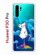 Чехол-накладка Huawei P30 Pro Kruche Print Flying Unicorn