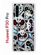 Чехол-накладка Huawei P30 Pro Kruche Print Angry Cats