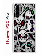Чехол-накладка Huawei P30 Pro Kruche Print Angry Cats