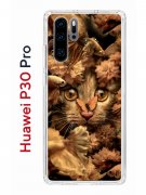 Чехол-накладка Huawei P30 Pro Kruche Print Котик с рыбками