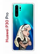 Чехол-накладка Huawei P30 Pro Kruche Print Tattoo Girl