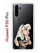 Чехол-накладка Huawei P30 Pro Kruche Print Tattoo Girl