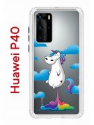 Чехол-накладка Huawei P40 Kruche Print Flying Unicorn