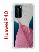 Чехол-накладка Huawei P40 Kruche Print Pink and white