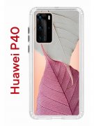 Чехол-накладка Huawei P40 Kruche Print Pink and white