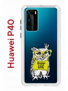 Чехол-накладка Huawei P40 Kruche Print Сова в очках