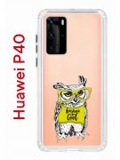 Чехол-накладка Huawei P40 Kruche Print Сова в очках