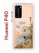 Чехол-накладка Huawei P40 Kruche Print Крафтовые наклейки