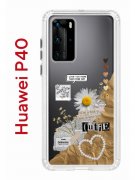 Чехол-накладка Huawei P40 Kruche Print Крафтовые наклейки