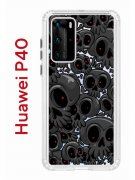 Чехол-накладка Huawei P40 (583862) Kruche PRINT Skull gray