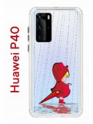 Чехол-накладка Huawei P40 Kruche Print Девочка с зонтом