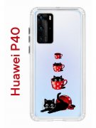 Чехол-накладка Huawei P40 Kruche Print Котенок в чашке