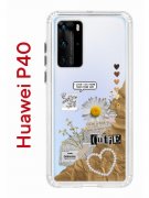 Чехол-накладка Huawei P40 Kruche Print Крафтовые наклейки