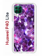 Чехол-накладка Huawei P40 Lite Kruche Print Purple leaves