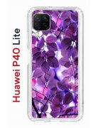 Чехол-накладка Huawei P40 Lite Kruche Print Purple leaves