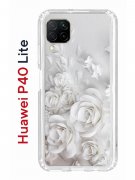 Чехол-накладка Huawei P40 Lite Kruche Print White roses