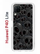 Чехол-накладка Huawei P40 Lite  (588940) Kruche PRINT Skull gray