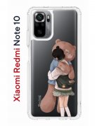 Чехол-накладка Xiaomi Redmi Note 10/Redmi Note 10S Kruche Print Девочка с мишкой