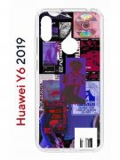 Чехол-накладка Huawei Y6 2019 (580675) Kruche PRINT Стикеры Киберпанк