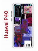Чехол-накладка Huawei P40 (583862) Kruche PRINT Стикеры Киберпанк