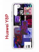 Чехол-накладка Huawei Y8P (588945) Kruche PRINT Стикеры Киберпанк