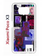 Чехол-накладка Xiaomi Poco X3/Poco X3 Pro Kruche Print Стикеры Киберпанк