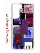 Чехол-накладка Samsung Galaxy S21 Kruche Print Стикеры Киберпанк