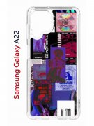 Чехол-накладка Samsung Galaxy A22 (606545) Kruche PRINT Стикеры Киберпанк