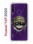 Чехол-накладка Huawei Y6p 2020 Kruche Print Кот в наушниках
