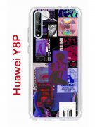 Чехол-накладка Huawei Y8P (588945) Kruche PRINT Стикеры Киберпанк