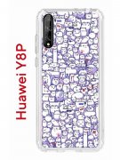 Чехол-накладка Huawei Y8P (588945) Kruche PRINT Коты пиксель
