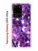Чехол-накладка Samsung Galaxy S20 Ultra Kruche Print Purple leaves