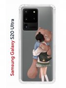 Чехол-накладка Samsung Galaxy S20 Ultra Kruche Print Девочка с мишкой