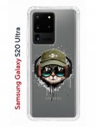 Чехол-накладка Samsung Galaxy S20 Ultra Kruche Print Кот в наушниках