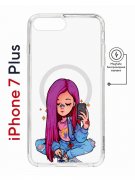 Чехол-накладка Apple iPhone 7 Plus (626141) Kruche PRINT Pink Hair