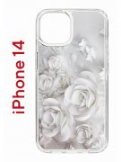 Чехол-накладка iPhone 14 Kruche Print White roses