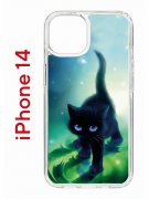 Чехол-накладка Apple iPhone 14  (625957) Kruche PRINT Черный кот