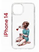 Чехол-накладка Apple iPhone 14  (625957) Kruche PRINT Рисуя любовь