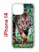 Чехол-накладка iPhone 14 Kruche Print Крадущийся тигр