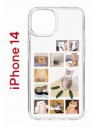 Чехол-накладка iPhone 14 Kruche Print Коты-Мемы