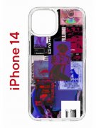 Чехол-накладка Apple iPhone 14  (625957) Kruche PRINT Стикеры Киберпанк