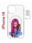 Чехол-накладка Apple iPhone 14  (625959) Kruche PRINT Pink Hair