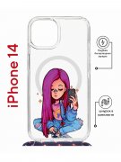 Чехол-накладка Apple iPhone 14  (625960) Kruche PRINT Pink Hair