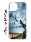 Чехол-накладка Apple iPhone 14 Plus (625954) Kruche PRINT Журавли