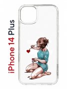 Чехол-накладка iPhone 14 Plus Kruche Print Рисуя любовь